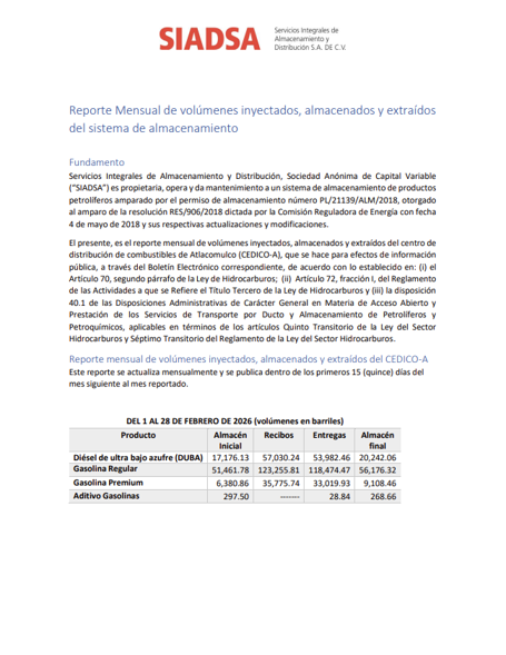 Boletim Electronico - 12 Reporte Mensual de volumenes Feb